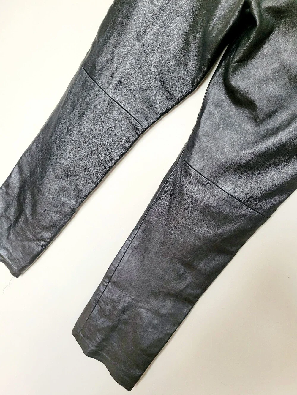 Outer Edge 100% Real Lamb Leather Moto/Biker Black Pants Straight Leg Medium